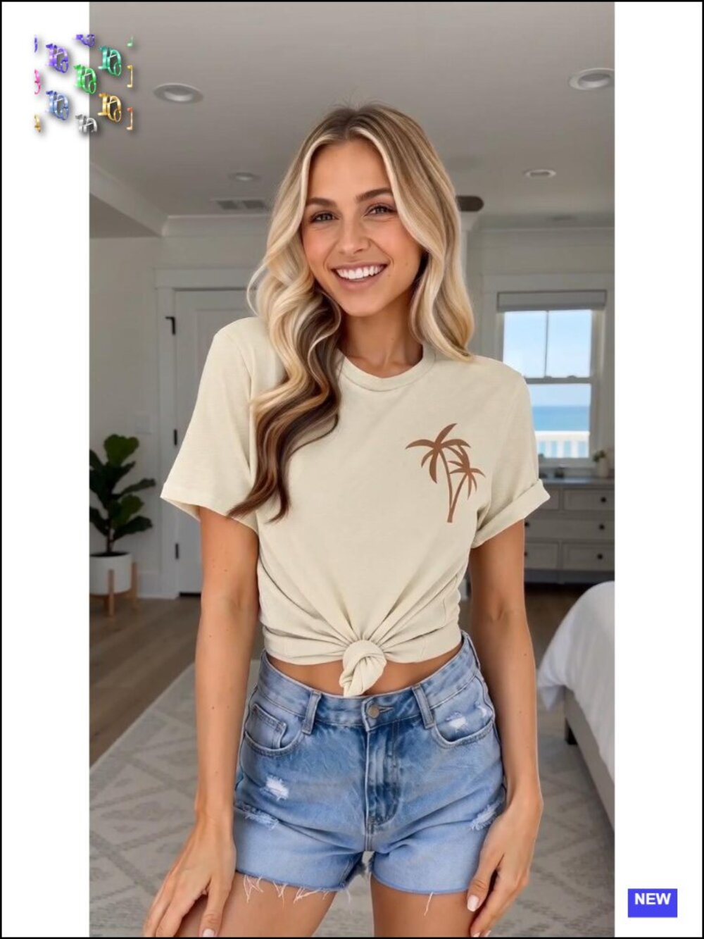 Women's Hawaiian Beach Tropical Short Sleeve Graphic Tee - Picture 5 of 6